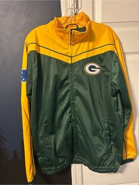NFL Green Bay Packers Zip Up Jacket Size M Fleece Inside Patch Embrodery